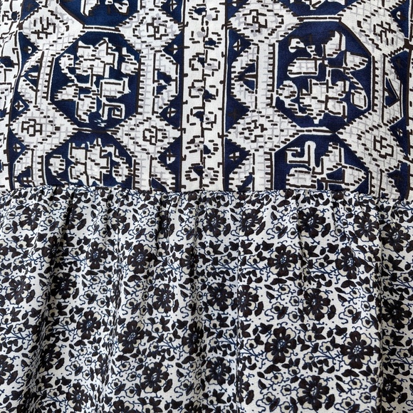 Sea NY Mosaic Patchwork Tile Geo Floral Print Ombré Tassel Silk Boho Blouse Top - Picture 8 of 11